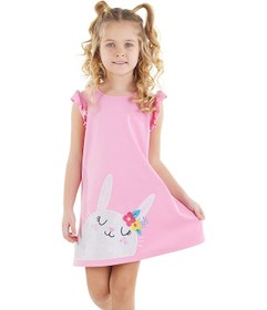 Resim Denokids Süslü Tavşan Pembe Kız Çocuk Elbise 