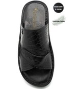 Resim Hakiki Gerçek Deri Erkek Terlik Hafif Terlik Deri 3d Siyah 3d Siyah 