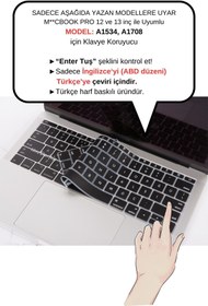 Resim Mcstorey Laptop Macbook Pro Kılıf Klavye Koruyucu (US TO TR) 13inç A1708 - 12inç A1534 Ile Uyumlu 