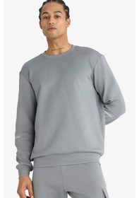Resim Defacto Defactofit Standart Fit Bisiklet Yaka Sporcu Sweatshirt F2379ax25wngr455 Gri-gr455 