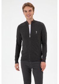 Resim U.S. Polo Assn. Erkek Slim Fit Antrasit Melanj Triko Hırka 50313684-VR081 