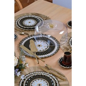 Resim Glore Renoir Altın Yaldızlı Cam Kek Fanusu 