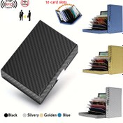 Resim OBCREATOR Büyük Kapasiteli 10 Kart Yuvası Anti-hırsız Fırça Kredi Kartı Tutucu Koruyucu Metal Kredi Kartı Cüzdan İş Kartı Tutucu Erkekler Kadınlar Cüzdan Noel Yeni Yıl Hediyeleri 