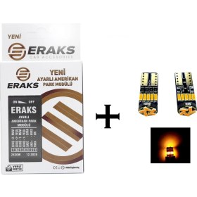 Resim Eraks Ayarlı Amerikan Park Modülü ve T10 Turuncu Canbus LED Park Lamba Ampül 