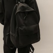 Resim Ayarlanabilir Askılı, Fermuarlı Kapatma ve Çoklu Bölümlerle Unisex Naylon Sırt Çantası - Okul, Seyahat, Kolej için Hafif Minimalist Tasarım - Katı Siyah, Okul, Kolej Gereksinimleri, Spor Çantası, Dayanıklı Fermuar Kapatma 