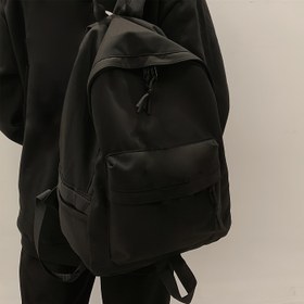 Resim Ayarlanabilir Askılı, Fermuarlı Kapatma ve Çoklu Bölümlerle Unisex Naylon Sırt Çantası - Okul, Seyahat, Kolej için Hafif Minimalist Tasarım - Katı Siyah, Okul, Kolej Gereksinimleri, Spor Çantası, Dayanıklı Fermuar Kapatma 