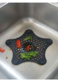 Resim 1 Adet Siyah Deniz Yıldızı Lavabo Süzgeci, Lavabo Tıkacı, Silikon Süzgeç Siyah 