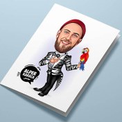 Resim Papağanı Olan Erkek Karikatürlü Tebrik Kartı 