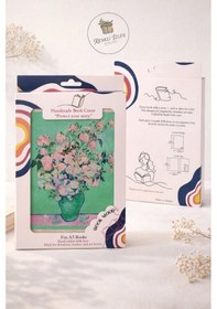 Resim Kitap Kılıfı Ve Metal Kitap Ayracı Seti Van Gogh Pembe Güllü Vazo 