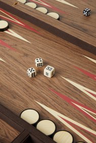 Resim x Fortuny Koleksiyonluk Ahşap Tavla Seti Kırmızı - Kırmızı-Kahverengi 