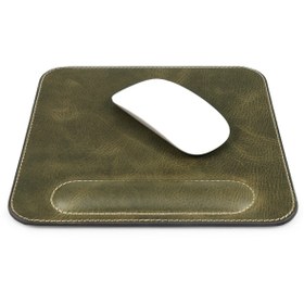 Resim LONDO Hakiki Deri Mouse Pad Bilek Destekli Rahatlatıcı Süngerli - Haki Yeşil 