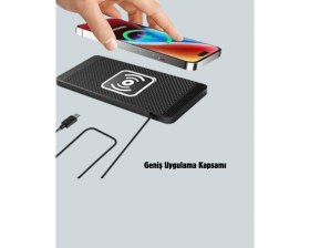 Resim Butik Bfs Kaymaz Manyetik Kablosuz Şarj Pedi – Araç, Ofis ve Ev Kullanımına Uygun 