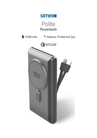 Resim Hızlı Şarj Temassız Magsafe Powerbank 22,5w 10000mah Dahili Kablolu Simex S-38 Polite Standart Renkli 