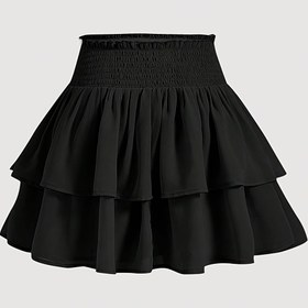 Resim Kadınların Yüksek Beli Zayıflatan Kek Etek - Canlı Sarı, Kıvrımlı Tasarım, Rahat Tarz, Tüm Mevsimler İçin Giyim, Polyester Kumaş, Rahat Kıyafet | Canlı Kek Etek | Polyester Kumaş 