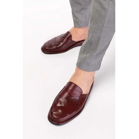 Resim Gondol Erkek Deri Damat Ev Terliği KAYAŞ.105 - Bordo - 40 