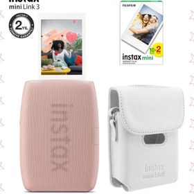 Resim Fujifilm Instax Mini Link 3 Pembe Akıllı Telefon Yazıcısı Beyaz Çanta ve 20'li Mini Film 