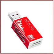 Resim Alaşım Kart Okuyucu 4 Bağlantı Noktalı Usb2.0 Mikro Sd Tf M2 Ms Pro Duo Mmc Kırmızı 