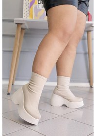 Resim Edwin Model 8 CM Dolgu Topuk Sitreç Çizme Bot Ten Ten Rengi 