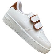 Resim Unisex Kız Erkek Çocuk Cırt Cırtlı Spor Ayakkabı Sneaker - Beyaz Kahve 