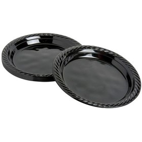 Resim Roll-up Kullan At Renkli Siyah Parti Davet Plastik Tabak - 22 Cm. - 25 Adetlik Paket 