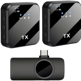 Resim Coverzone Kablosuz Yaka Mikrofonu Çift Mikrofon iPhone 15 16 17 ile Uyumlu TYPE-C Portlu Telefon PC Tablet Video Kayıt Röportaj Canlı Yayın Vlog Kablosuz Mikrofon | 1027 