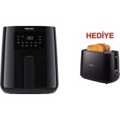 Resim Yağsız Sıcak Hava Fritözü ve Ekmek Kızartma Makinesi Seti Siyah 