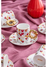 Resim Acar Juliette 6 Kişilik Kahve Fincanı Takımı 90 Ml Kırmızı 06013 