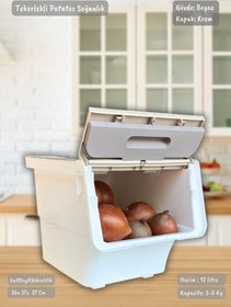Resim Tekerlekli Sebzelik Bpa Free Soğanlık Patates Soğan Sepeti Organizer Beyaz Krem Motek 12 Lt Krem-beyaz 