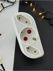 Resim Enes Elektronik Üçlü Topraklı Golyat Priz Üçlü Priz İnce Tip Fiş Uyumlu 