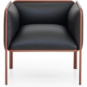 Resim Hunt Mobilya Hando Siyah Deri Tekli Ofis Kanepesi 