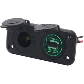 Resim Qingmipy Araç Usb Şarj Paneli 5v 4.8a 2.4a+2.4a Dokunmatik Anahtar Yeşil Işık Ve Sigara Çakmaklı Ana Soket 1 Metre Kablolu 12-24v 