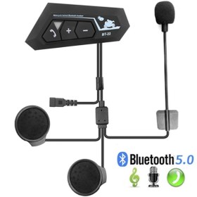 Resim Genel Markalar Bt22 Motosiklet Bluetooth V5 Intercom Interkom Dinleme Ve Konuşma Özellikli Su Geçirmez Siyah 