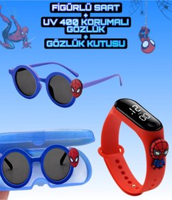 Resim Dijital Dokunmatik Led Ekran Su Geçirmez Figürlü Çocuk Kol Saati Bileklik Gözlük 