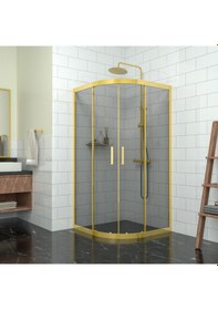 Resim Tekno Duş Gold Orion 6mm Füme Cam Oval Duşakabin Füme 