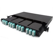 Resim Beek Bn-19fpmpo-4 Panel Için Mpo Kaset Om3; 2 X Mpo Adaptör, 12xlc Dublex Adaptör, 2 X 6lc Duplex Om3 Mpo 