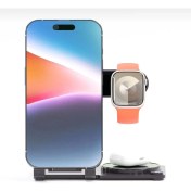 Resim Holatec Hızlı Şarj 3in 1 Mag Safe Tutucu Kompakt Stand Telefon Saat Kulaklık Aynı Anda Hızlı Şarj 