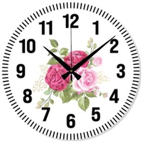 Resim Y Dekoratif Türkçe Rakamlı Uv Baskılı Duvar Saati Sessiz Akar Mekanizma Metal Akrep Yelkovan Pembe 