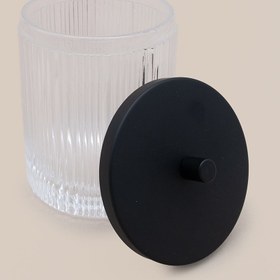 Resim Kristal Desenli Saydam Cam Banyo Kavanozu, Pamukluk - Saydam 