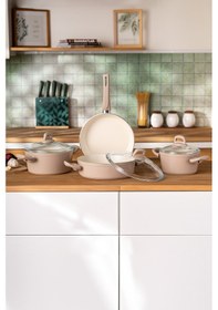 Resim Emsan Crystal 7 Parça Tencere Seti Rosegold Rose Gold 