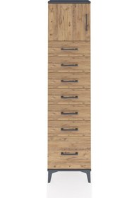 Resim Arges Dolap Tek Raflı 7 Çekmeceli Tek Kapaklı 44x30x182 Antrasit-çam Antrasit 