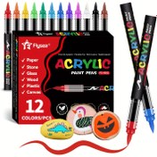 Resim Taş Boyama için 12/24/36 adet Akrilik Boya Kalemleri, Cam, Ahşap, Taş, Seramik, Kumaşlar için Akrilik Boya Markerları, Profesyonel Sanat Malzemeleri Seti, Çok Yüzeyli Kullanım 