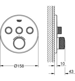 Resim Grohe SmartControl Üç Yollu Yön Değiştiricili Ankastre Termostatik Duş Bataryası - 29121000 
