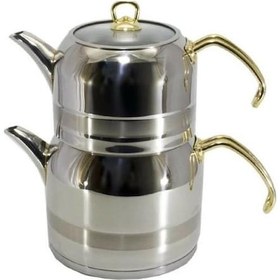 Resim Kahramanlar Çelik Enza Mini Boy Çelik Çaydanlık Gold 