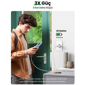 Resim Ugreen 20w Hızlı Şarj Cihazı Qc Pd Hızlı Şarj Cihazı 1xusb-c, Beyaz, 60450 