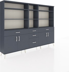 Resim Arges Dolap 11 Raflı 5 Çekmeceli 4 Kapaklı 220x30x163 Antrasit-antrasit Antrasit - Antrasit 