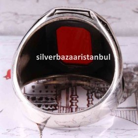 Resim Turkish 925 Sterling Silver Eagle Agate Aqeeq Stone Mens Solid Ring - US: 13.5 / 71.5 mm / Turk: 31.5 