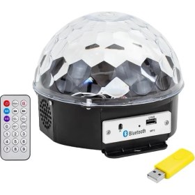 Resim Nemere Usb-Bluetooth Destekli Kumandalı Hoparlörlü Yarım Dünya Küre Disko Topu (4887) 