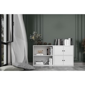Resim Nettrends 4 Kapakli Rafli Kitaplik 130 Cm Beyaz Ktp-1252-ç 