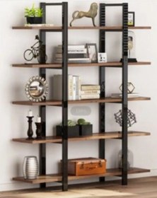 Resim Umutpark Metal Ahşap 5 Katlı Düz Kitaplık. Ahşap - Siyah 