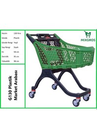 Resim G130 Plastik Market Alışveriş Arabası 130 Litre Yeşil 